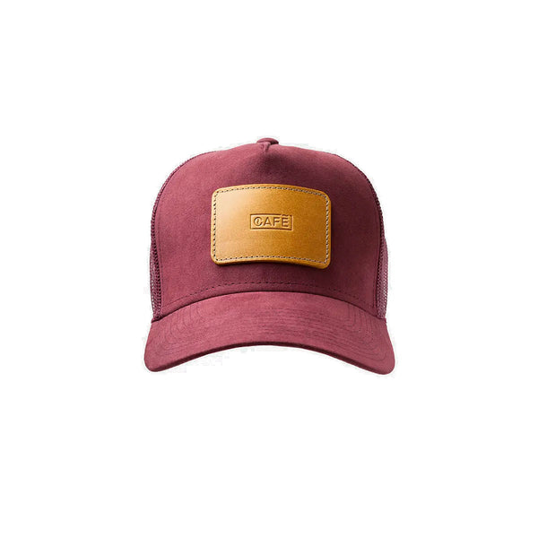Gorra Cafe Leather Sude Burgundy Mustard