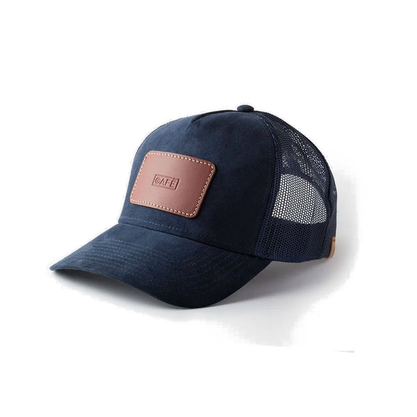 Gorra Cafe Leather Suede Navy Roasted