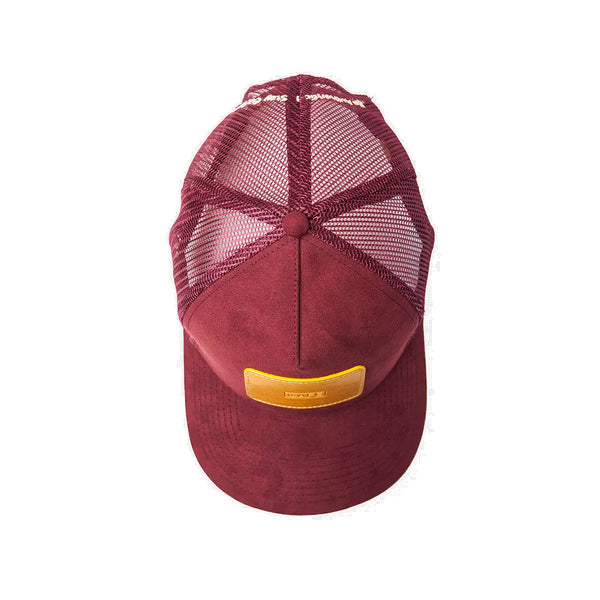 Gorra Cafe Leather Sude Burgundy Mustard