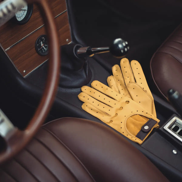 Guantes de Conduccion Cafe Leather Triton Cream
