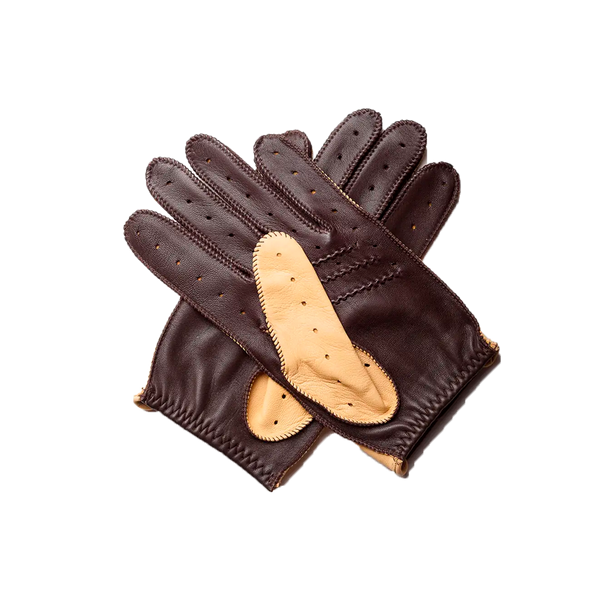 Guantes de Conduccion Cafe Leather Triton Cream & Black Coffee