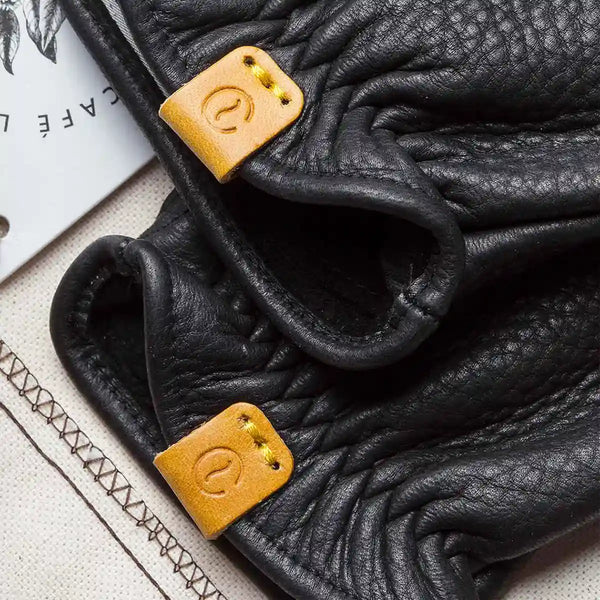 Guantes Cafe Leather Piel de Ciervo Rascal Black