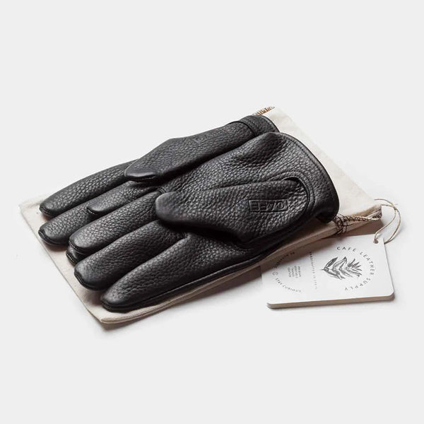 Guantes Cafe Leather Piel de Ciervo Rascal Black