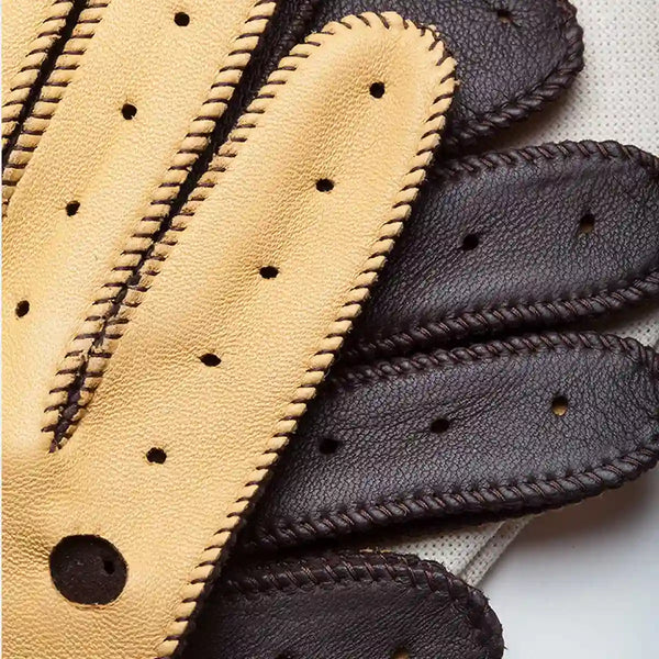Guantes de Conduccion Cafe Leather Triton Cream & Black Coffee