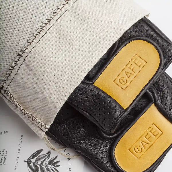 Guantes Cafe Leather Dirt Moto x Carbon/Kevlar Black