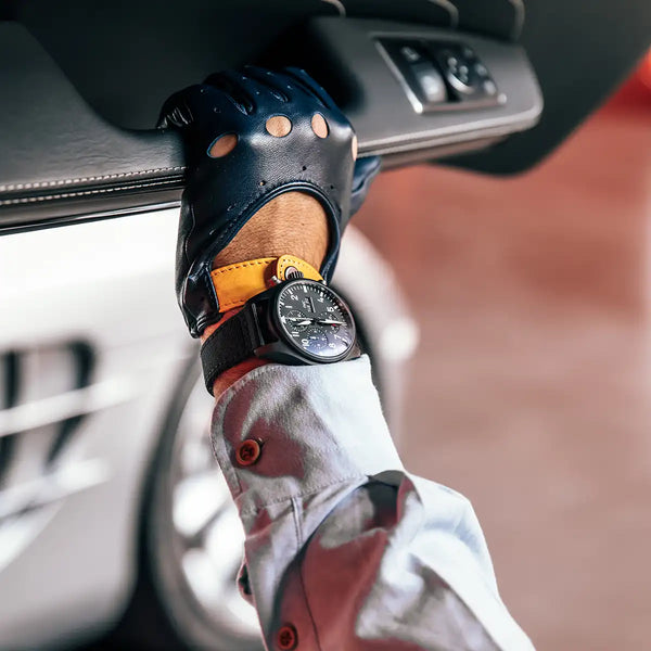 Guantes de Conduccion Cafe Leather Triton Blue Marlin