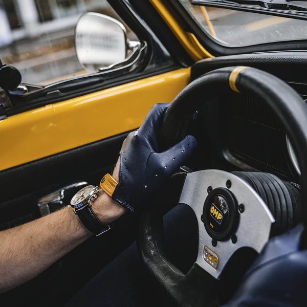 Guantes de Conduccion Cafe Leather Triton Blue Marlin
