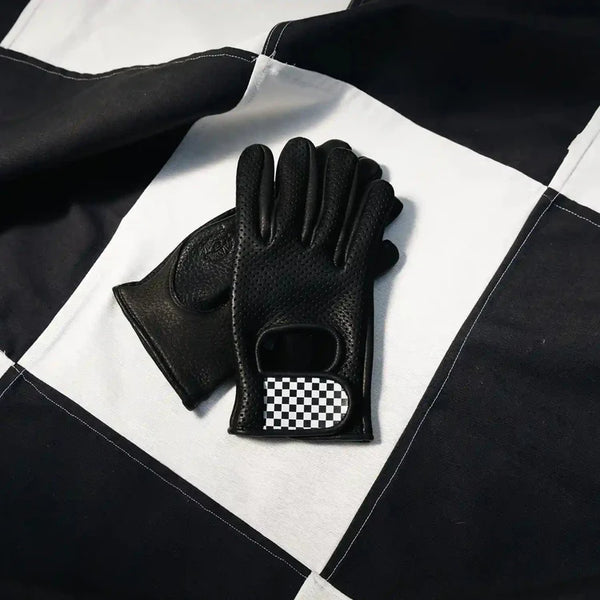 Guantes Cafe Leather Dirt Wheels & Waves Black