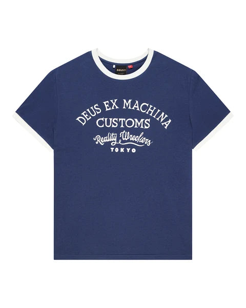 Camiseta Deus Ex Machina Marsden Ringer Mechanic Blue