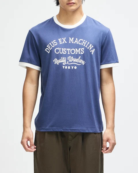 Camiseta Deus Ex Machina Marsden Ringer Mechanic Blue