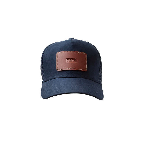 Gorra Cafe Leather Suede Navy Roasted