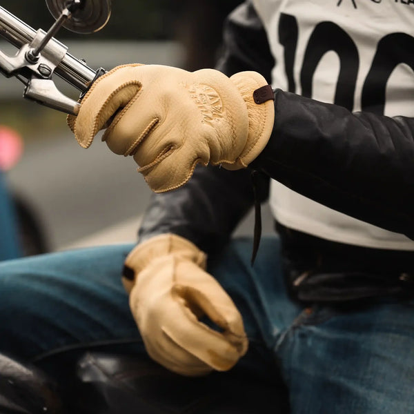 Guantes Cafe Leather Piel de Ciervo Rascal Wheels & Waves Cream