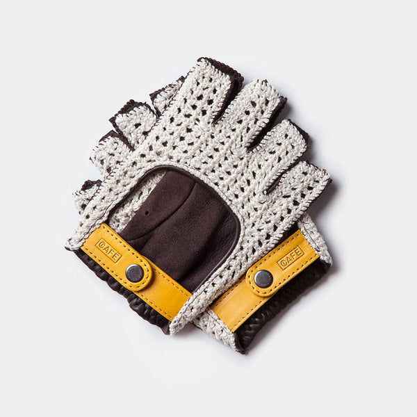 Mitones de Conduccion Cafe Leather Crochet Black Coffee